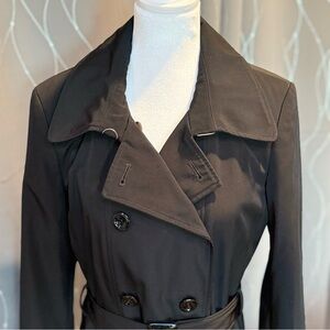 Calvin Klein Women’s Double Breasted Black Belted Trench Coat‎ Pockets Size M